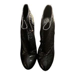 Tory Burch crocodile embossed patent leather booties